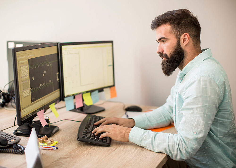 Man working on PC