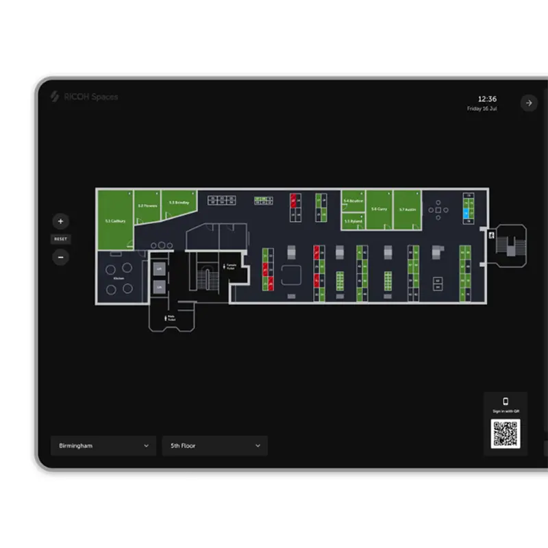 Floorplan shown on RICOH Spaces device